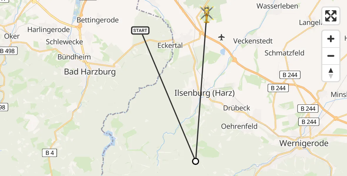 Routekaart van de vlucht: Rettungshubschrauber nach Stapelburg Flugplatz