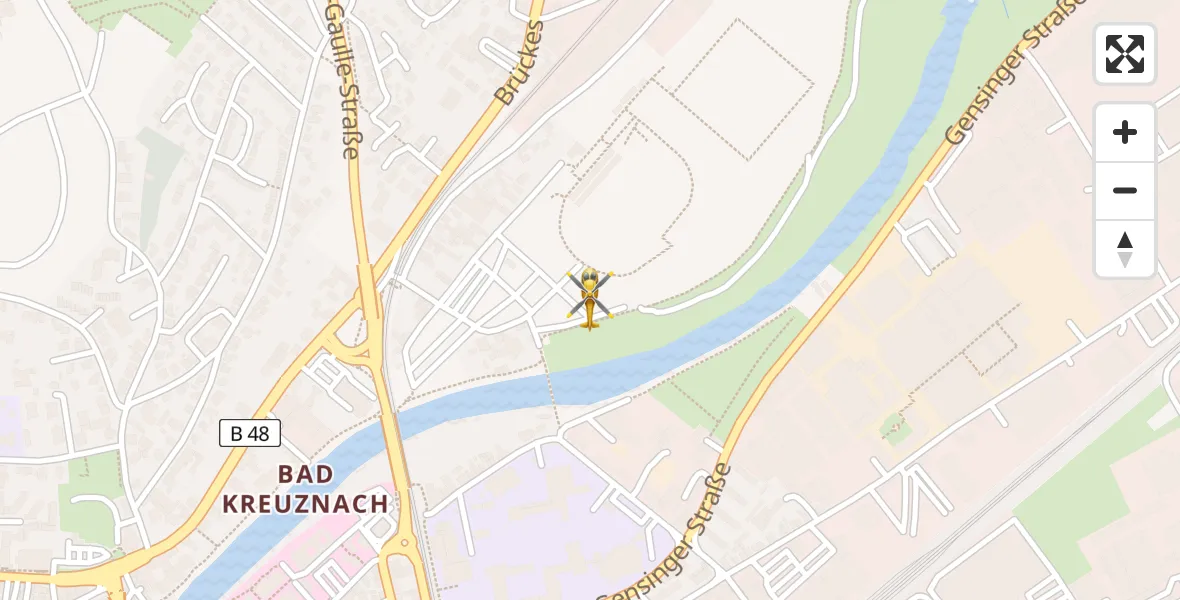 Flugroute Rettungshubschrauber Bad Kreuznach - Bad Kreuznach, 30 März 2026, 14:01