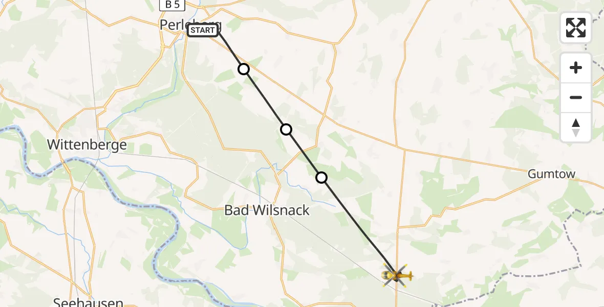 Flugroute Rettungshubschrauber Perleberg - Plattenburg, 30 März 2026, 14:21