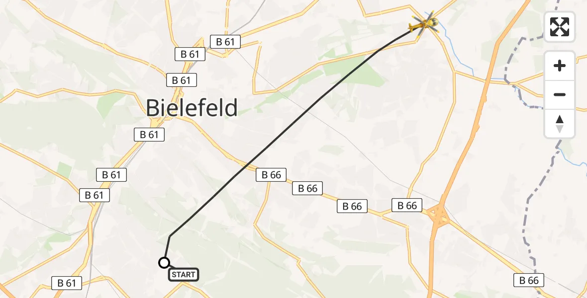 Flugroute Rettungshubschrauber Luftrettungszentrum Bielefeld - Bielefeld, 30 März 2026, 14:56