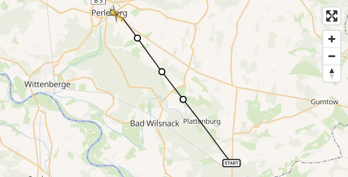 Flugroute Rettungshubschrauber Plattenburg - Perleberg, 30 März 2026, 15:04