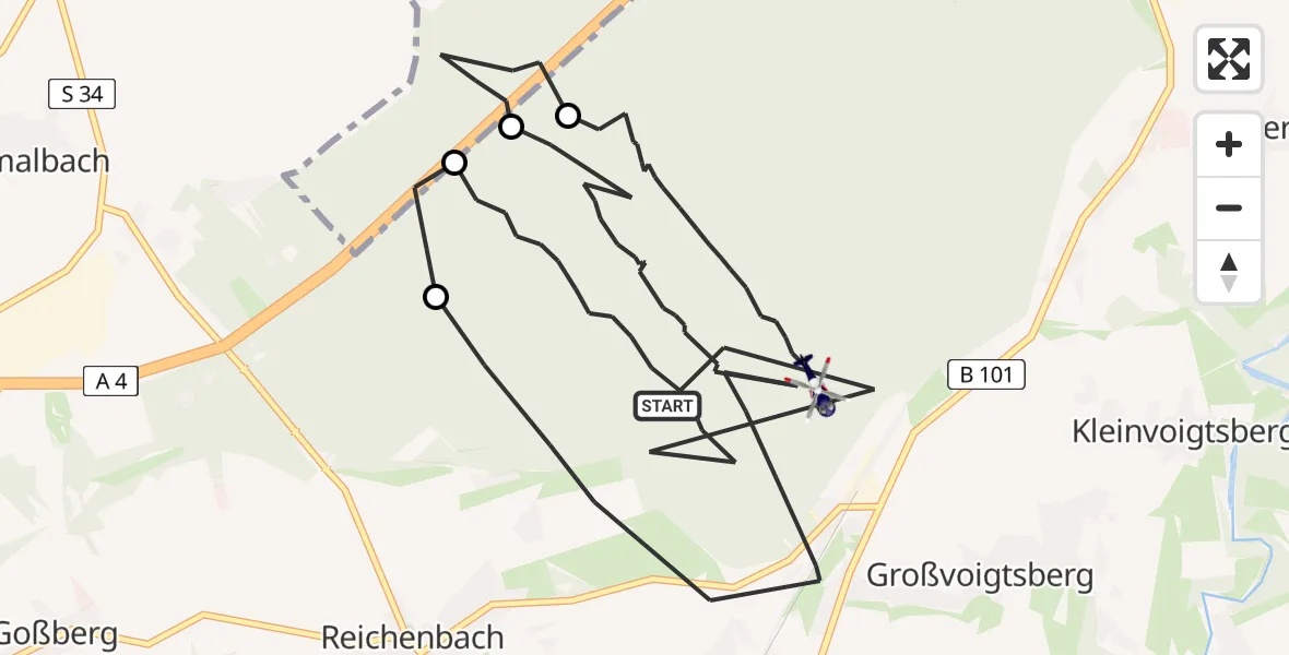 Flugroute Polizeihubschrauber Großschirma - Großschirma, 30 März 2026, 15:17