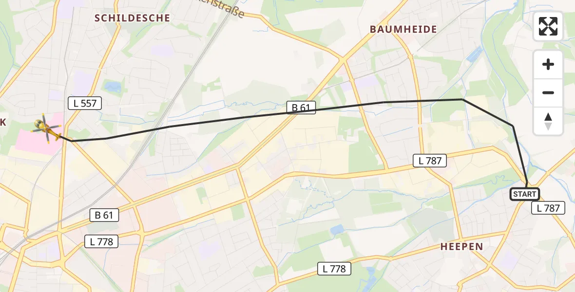 Flugroute Rettungshubschrauber Bielefeld - Bielefeld, 30 März 2026, 15:38