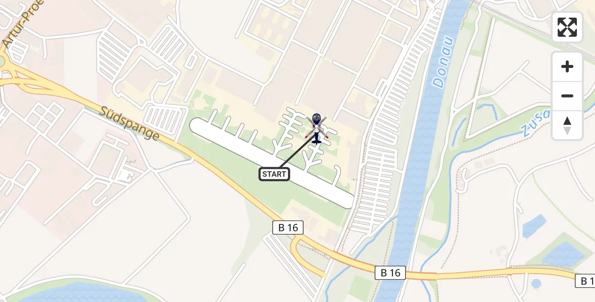 Flugroute Polizeihubschrauber Donauwörth Hubschrauberlandeplatz - Donauwörth Hubschrauberlandeplatz, 30 März 2026, 15:45