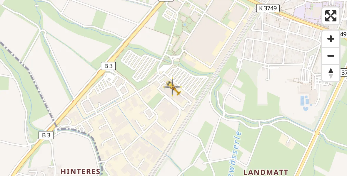 Flugroute Rettungshubschrauber Bühl - Bühl, 30 März 2026, 16:01