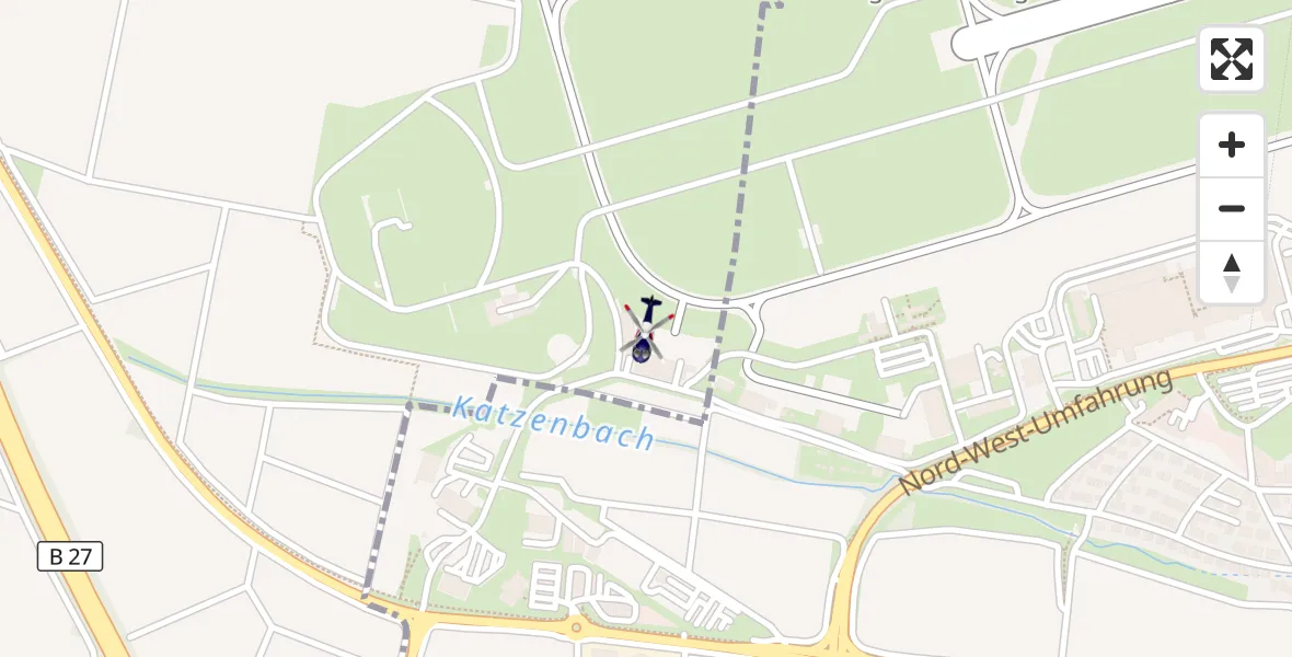 Flugroute Polizeihubschrauber Flughafen Stuttgart - Flughafen Stuttgart, 30 März 2026, 16:17