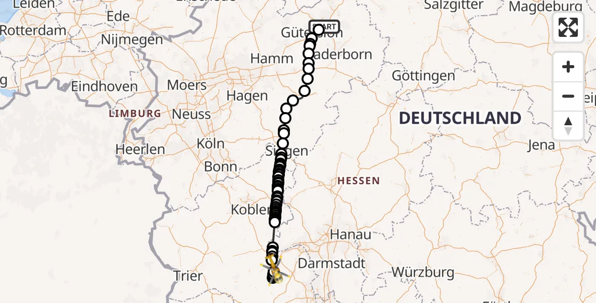 Routekaart van de vlucht: Rettungshubschrauber nach Bad Kreuznach, Eugen-Kramb-Straße