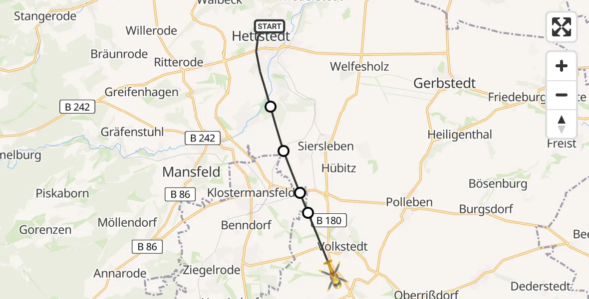 Routekaart van de vlucht: Rettungshubschrauber nach Eisleben, Oberhütte