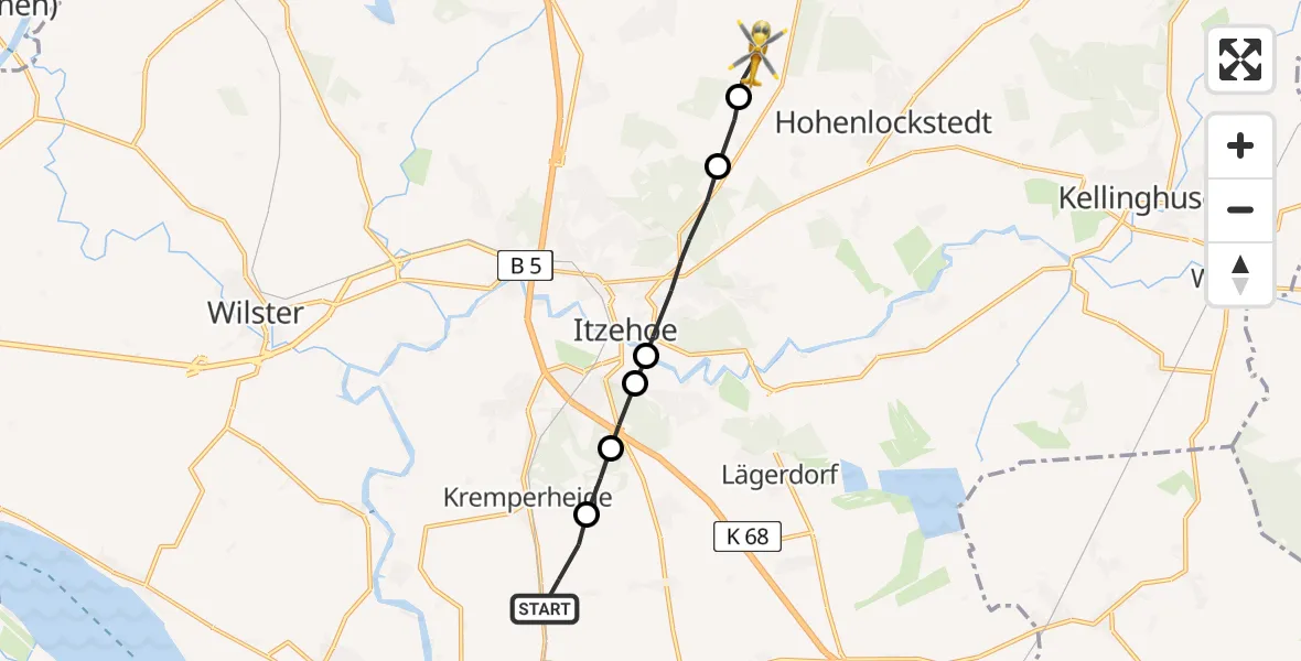 Routekaart van de vlucht: Rettungshubschrauber nach Hohenlockstedt