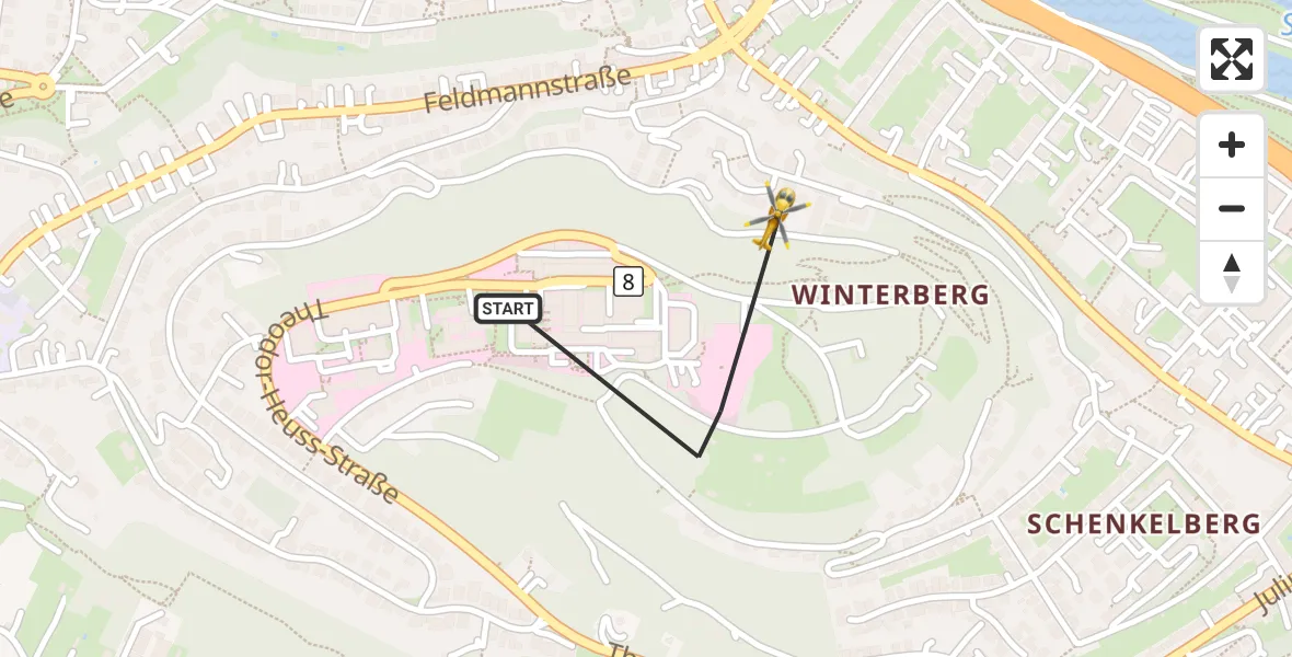 Flugroute Rettungshubschrauber Saarbrücken - Saarbrücken, 30 März 2026, 17:20