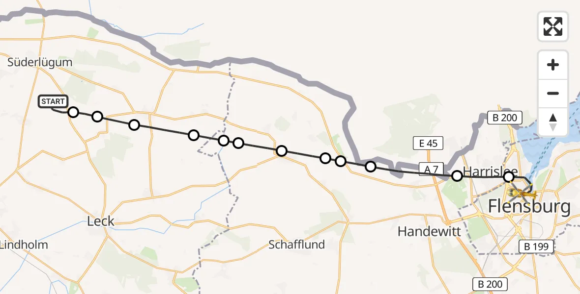 Routekaart van de vlucht: Rettungshubschrauber nach Flensburg, Knuthstraße