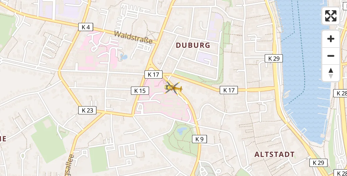 Flugroute Rettungshubschrauber Flensburg - Flensburg, 30 März 2026, 17:33