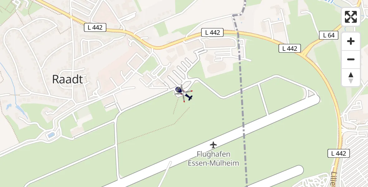 Flugroute Polizeihubschrauber Essen-Mülheim Flughafen - Essen-Mülheim Flughafen, 30 März 2026, 17:37