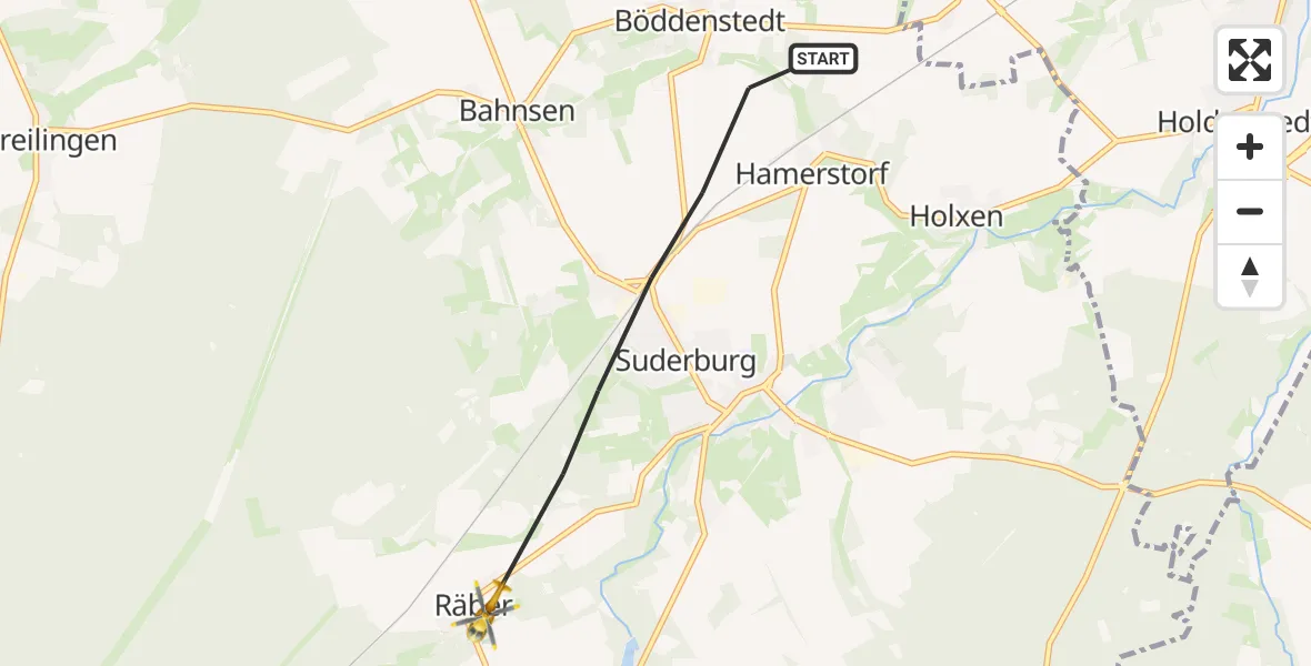 Flugroute Rettungshubschrauber Suderburg - Suderburg, 30 März 2026, 17:39