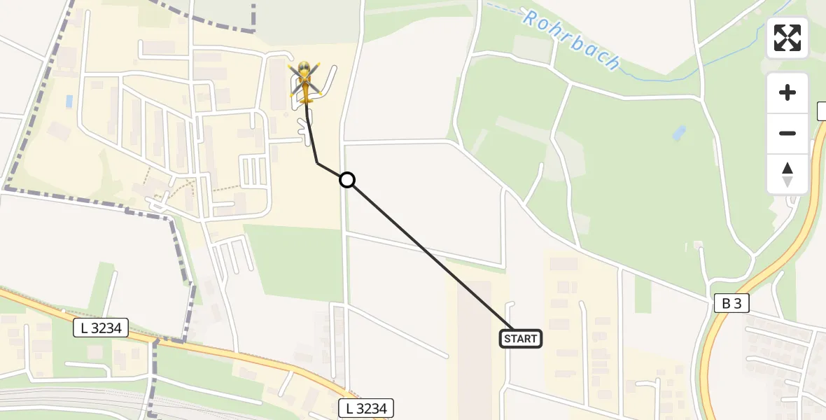 Routekaart van de vlucht: Rettungshubschrauber nach Fuldatal Bundespolizei Hubschrauberlandeplatz