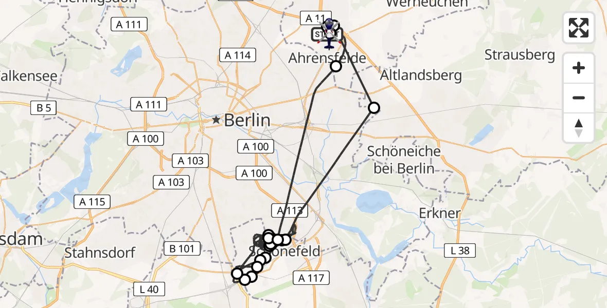 Flugroute Polizeihubschrauber Ahrensfelde Hubschrauberlandeplatz - Ahrensfelde Hubschrauberlandeplatz, 30 März 2026, 18:19