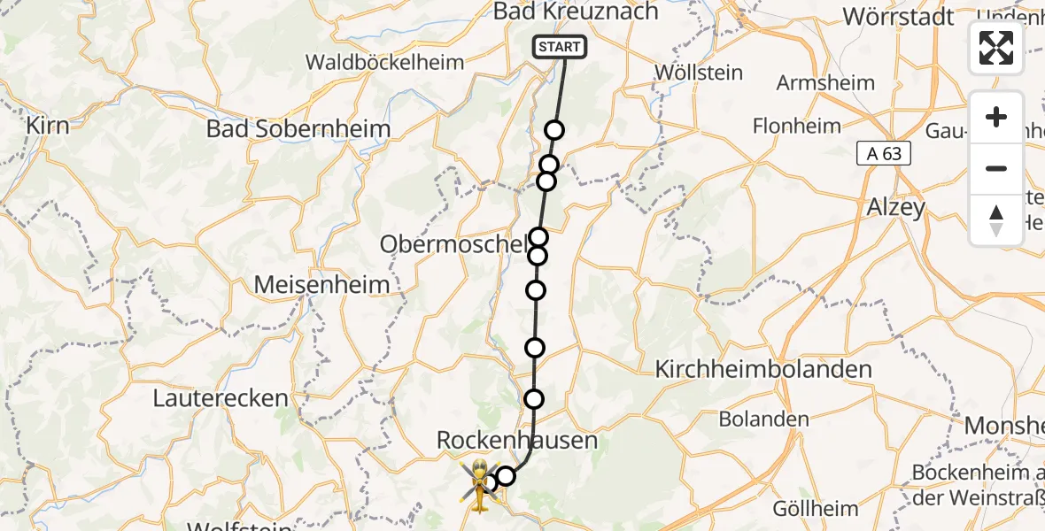 Routekaart van de vlucht: Rettungshubschrauber nach Imsweiler UL