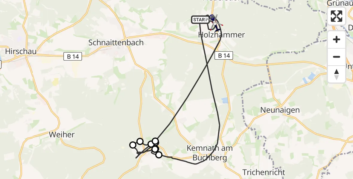 Flugroute Polizeihubschrauber Schnaittenbach - Schnaittenbach, 30 März 2026, 18:28