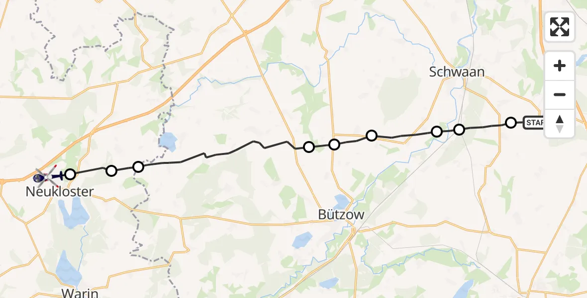 Routekaart van de vlucht: Polizeihubschrauber nach Neukloster
