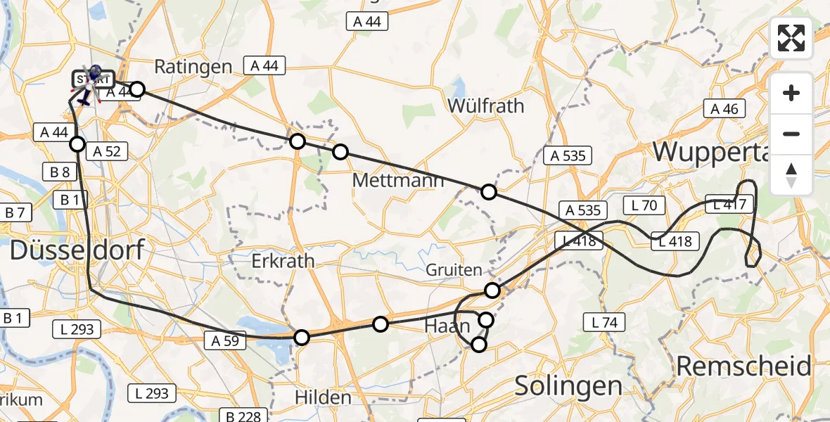 Flugroute Polizeihubschrauber Düsseldorf Flughafen - Düsseldorf Flughafen, 30 März 2026, 20:34