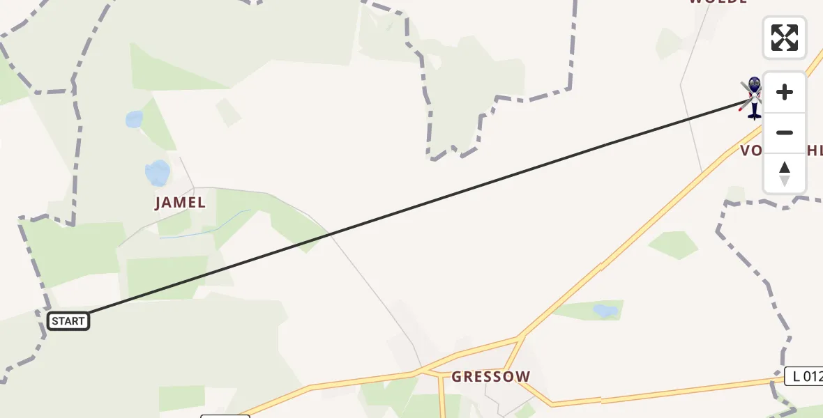 Routekaart van de vlucht: Polizeihubschrauber nach Gägelow, B 105