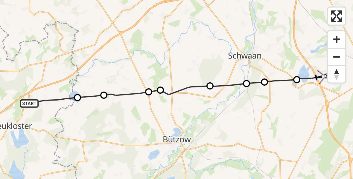 Routekaart van de vlucht: Polizeihubschrauber nach Dolgen am See, Wolander Chaussee