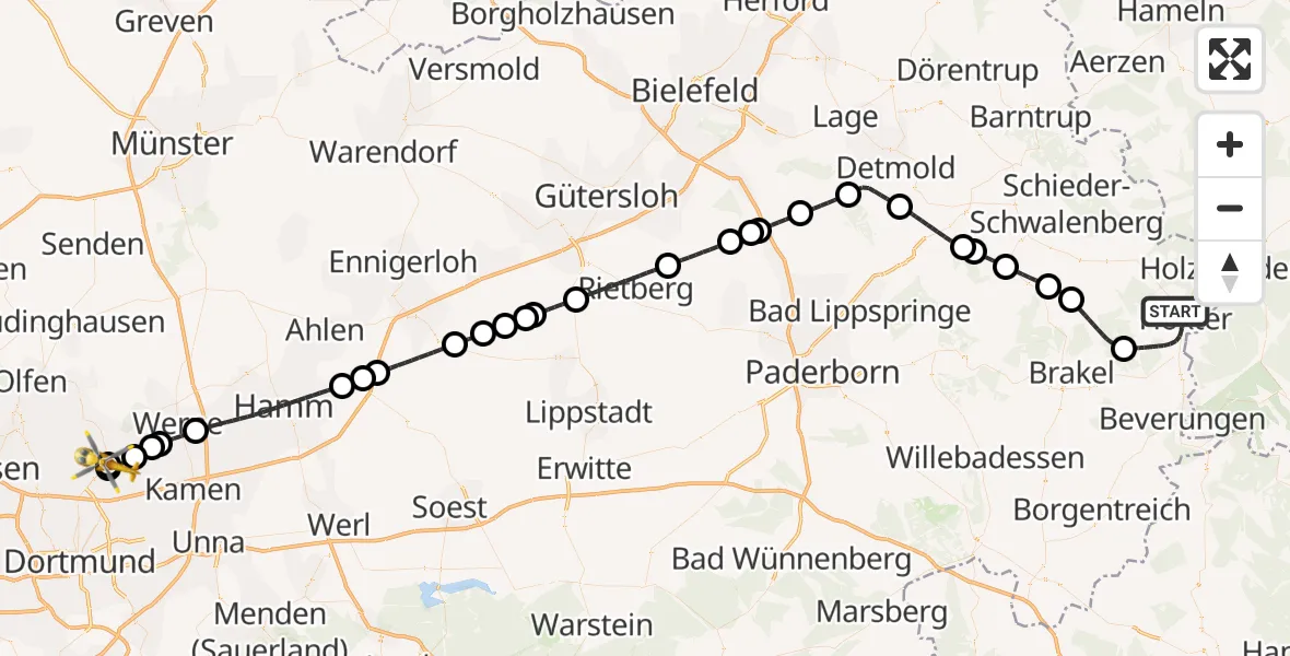 Routekaart van de vlucht: Ambulanzhubschrauber nach Sankt Marien Hospital