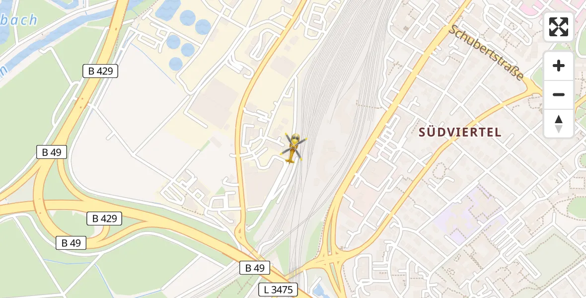 Routekaart van de vlucht: Rettungshubschrauber nach Gießen, Mittelweg