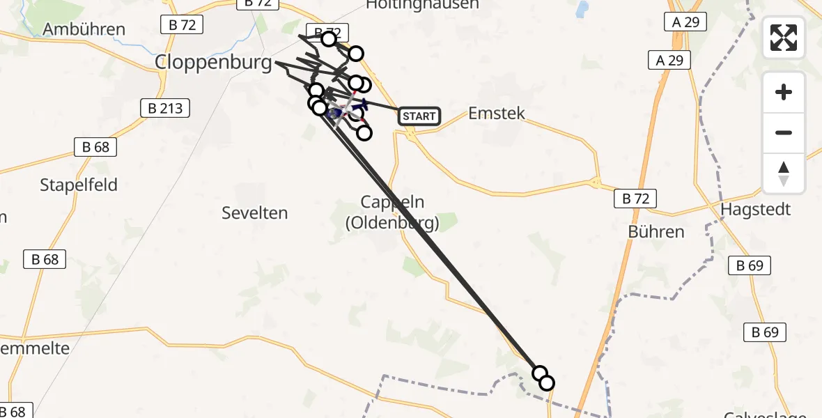Routekaart van de vlucht: Polizeihubschrauber nach Cloppenburg, Emsteker Straße