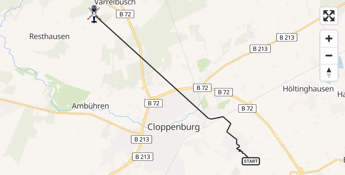 Routekaart van de vlucht: Polizeihubschrauber nach Garrel, Molberger Straße
