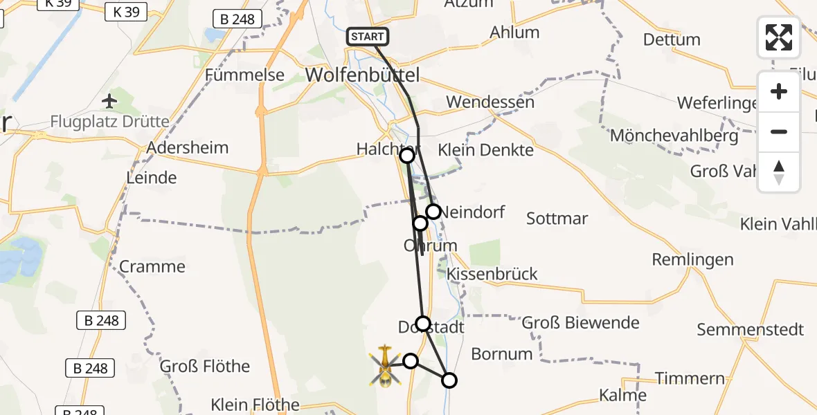 Routekaart van de vlucht: Rettungshubschrauber nach Dorstadt