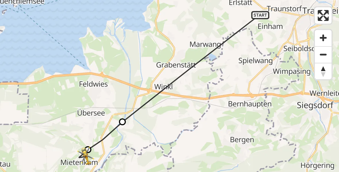 Routekaart van de vlucht: Rettungshubschrauber nach Grassau, Schmiedweg