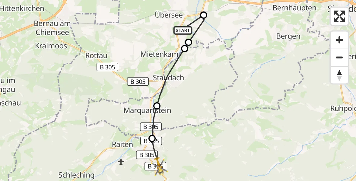 Routekaart van de vlucht: Rettungshubschrauber nach Unterwössen, Seeweg