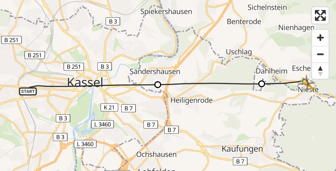 Routekaart van de vlucht: Rettungshubschrauber nach Nieste, Vor der Warte