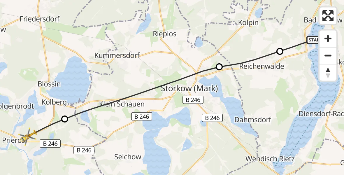 Flugroute Rettungshubschrauber Bad Saarow - Heidesee, 31 März 2026, 06:12