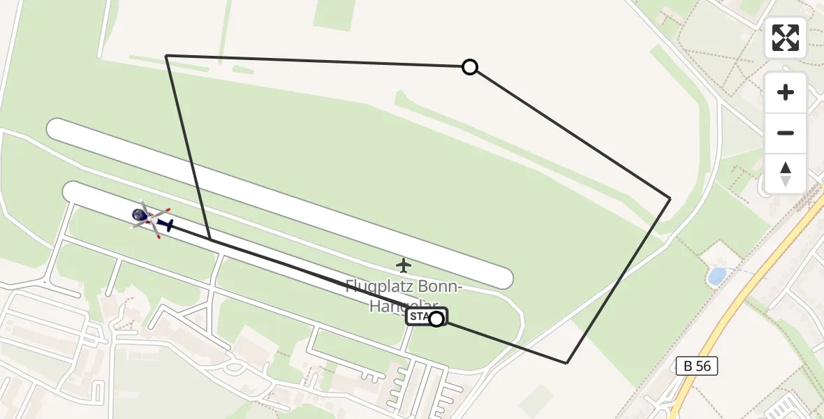 Flugroute Polizeihubschrauber Bonn-Hangelar Flugplatz - Bonn-Hangelar Flugplatz, 31 März 2026, 06:14