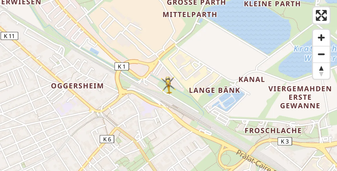 Routekaart van de vlucht: Rettungshubschrauber nach Ludwigshafen am Rhein