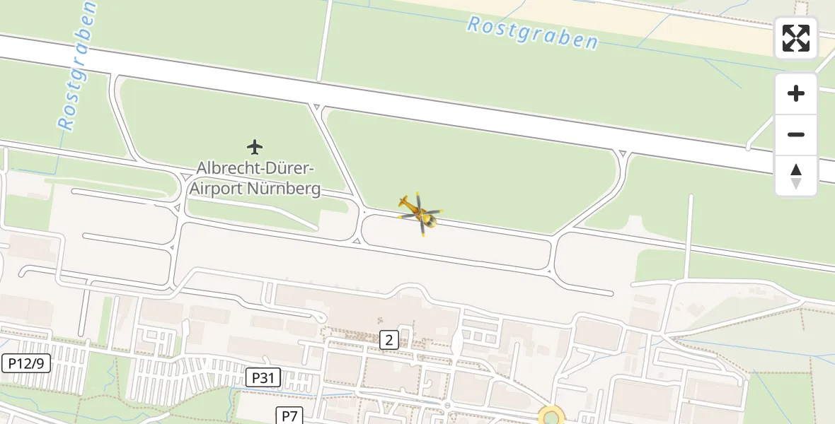 Flugroute Ambulanzhubschrauber Flughafen Nuremberg - Flughafen Nuremberg, 31 März 2026, 07:04