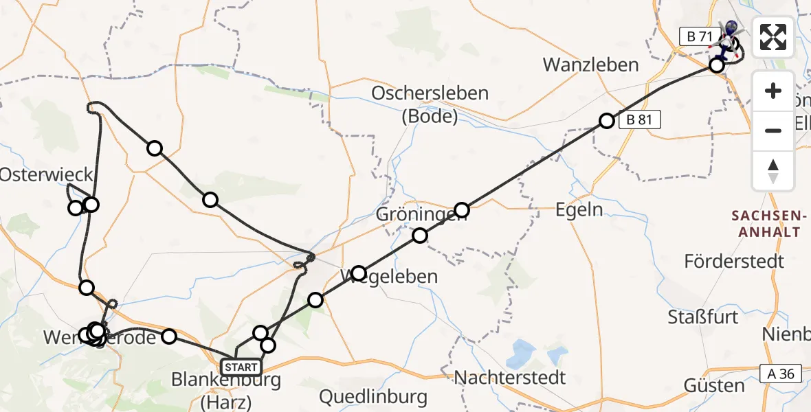 Routekaart van de vlucht: Polizeihubschrauber nach Magdeburg, Carnotstraße