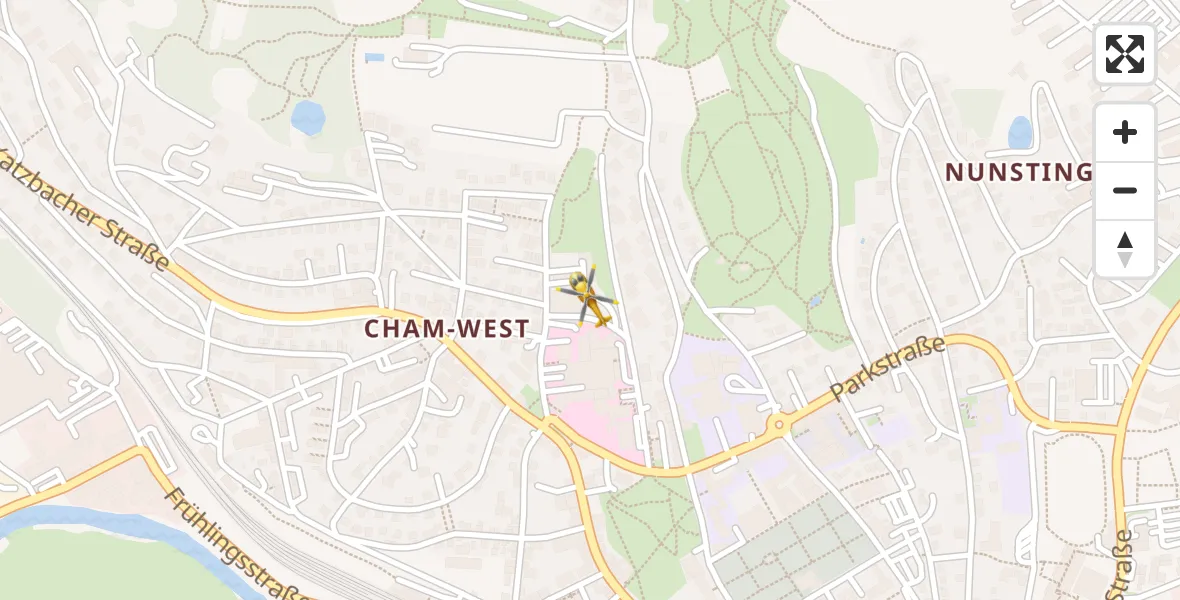 Flugroute Rettungshubschrauber Cham Hospital - Cham Hospital, 31 März 2026, 07:19