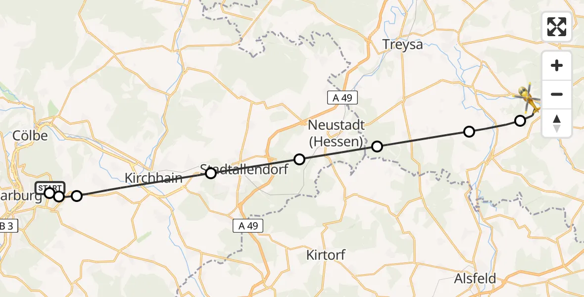 Routekaart van de vlucht: Rettungshubschrauber nach Neukirchen, Kirchring