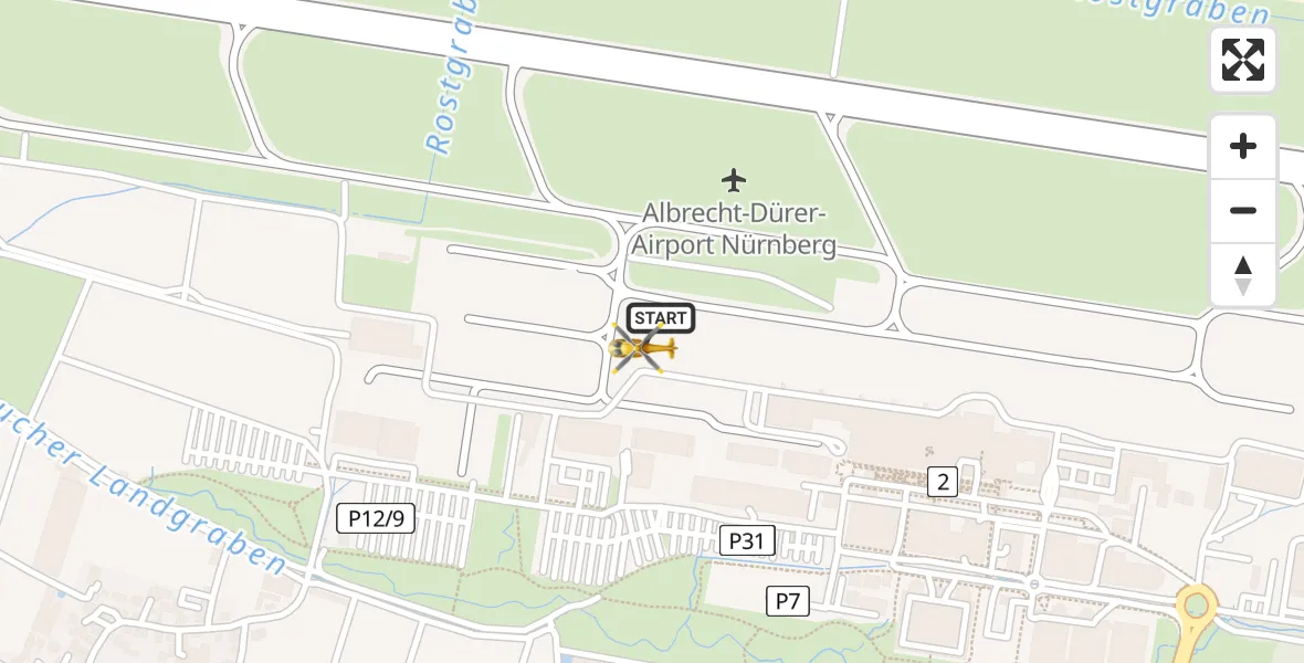 Flugroute Rettungshubschrauber Flughafen Nuremberg - Flughafen Nuremberg, 31 März 2026, 07:24