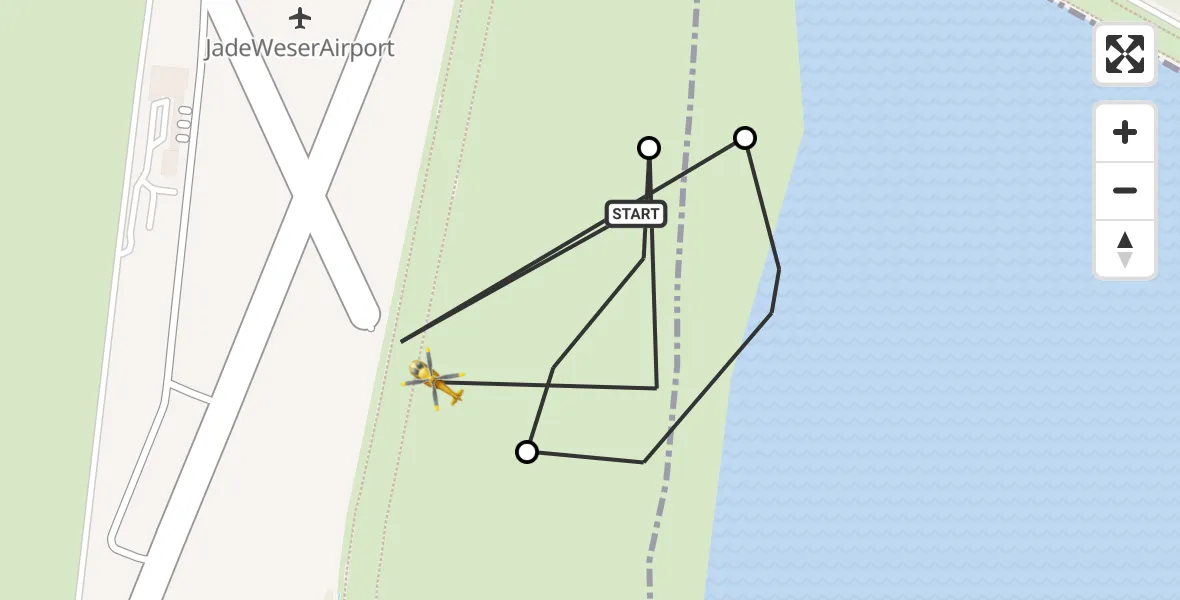 Routekaart van de vlucht: Rettungshubschrauber nach JadeWeser Flughafen