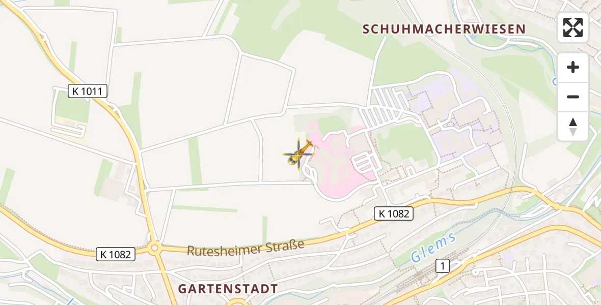 Flugroute Rettungshubschrauber Leonberg Hospital - Leonberg Hospital, 31 März 2026, 07:57