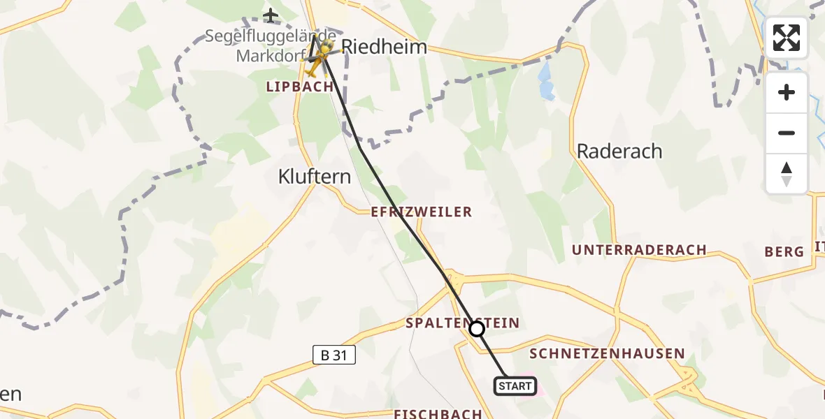 Routekaart van de vlucht: Rettungshubschrauber nach Friedrichshafen, Im Häldele