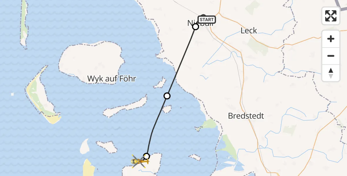 Routekaart van de vlucht: Rettungshubschrauber nach Pellworm, Norderhaffdeich