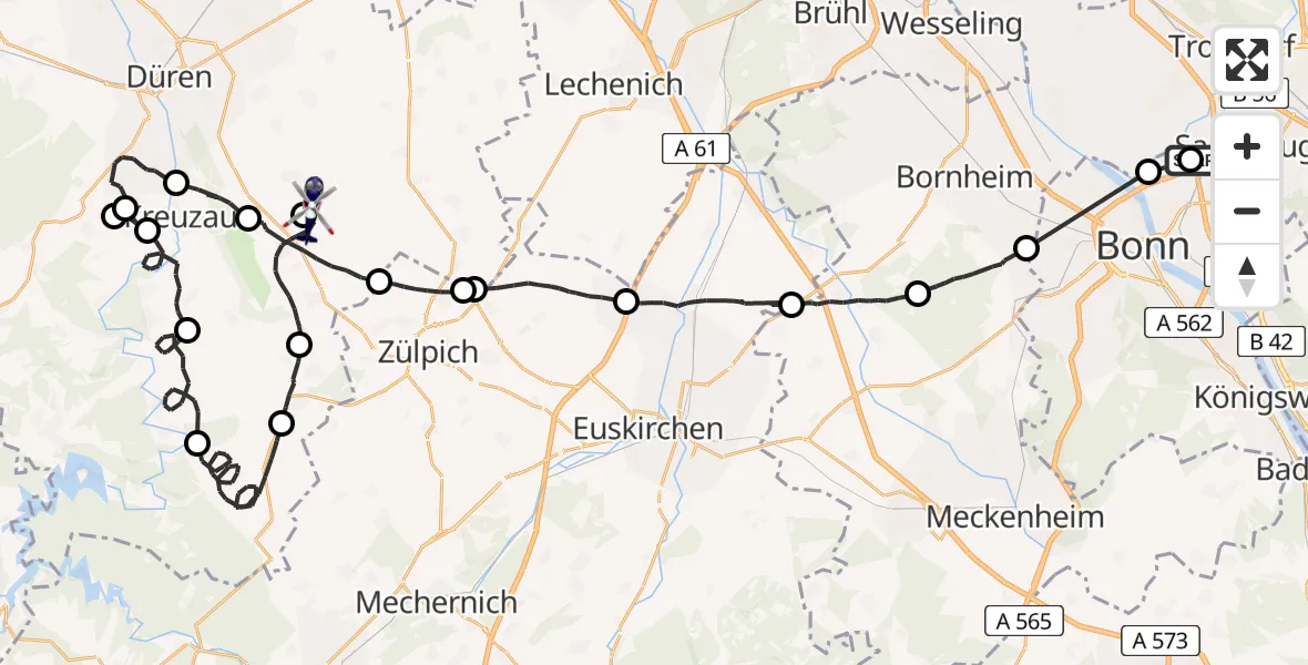 Routekaart van de vlucht: Polizeihubschrauber nach Vettweiß-Soller ULM