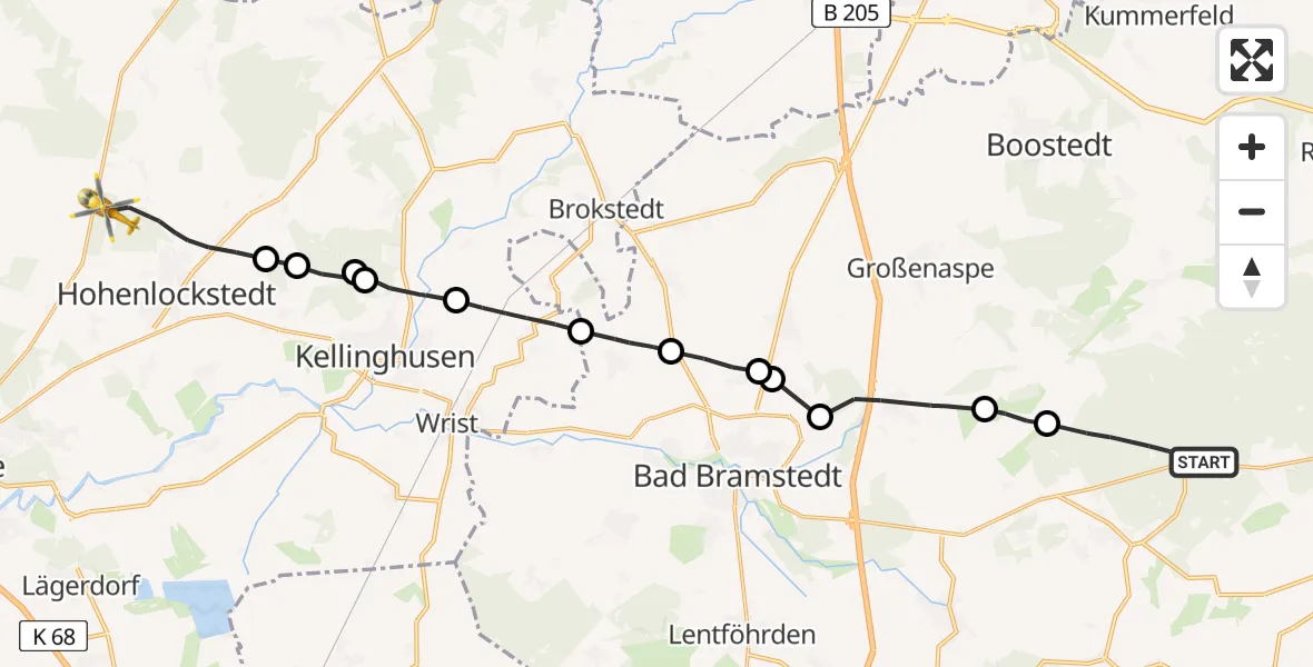 Routekaart van de vlucht: Rettungshubschrauber nach Hohenlockstedt