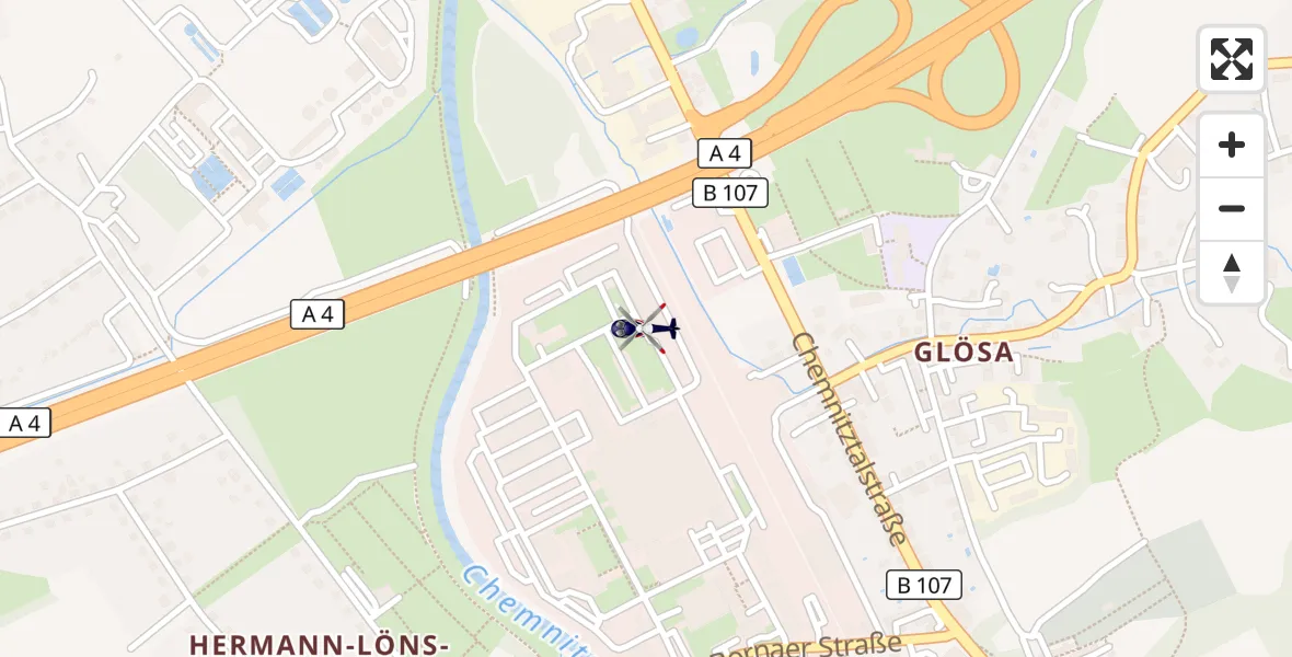 Flugroute Polizeihubschrauber Chemnitz-Glösa Industrial Park Hubschrauberlandeplatz - Chemnitz-Glösa Industrial Park Hubschrauberlandeplatz, 31 März 2026, 08:49