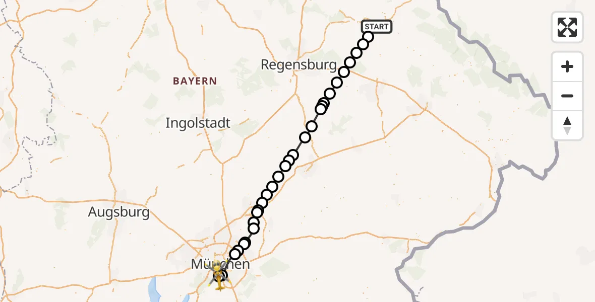Flugroute Rettungshubschrauber Schorndorf - ADAC Air Rescue Center Hubschrauberlandeplatz (Christoph 1), 31 März 2026, 09:15